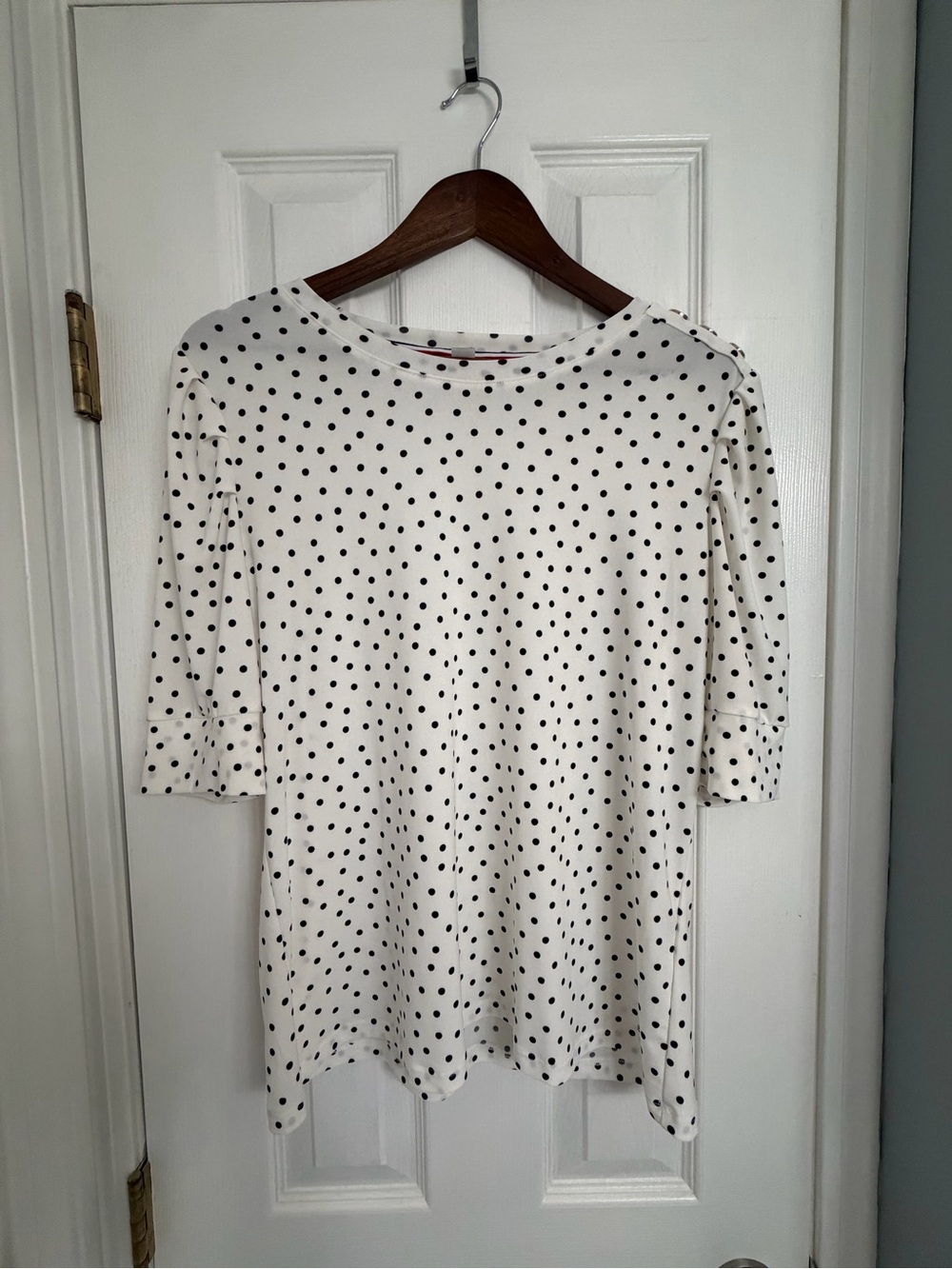 Tommy Hilfiger Women's Dot-Print Puff-Sleeve Top - size L